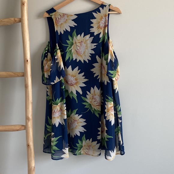 Show me your mumu birdie sunflower cold shoulder mini dress Sz Medium - Picture 5 of 6